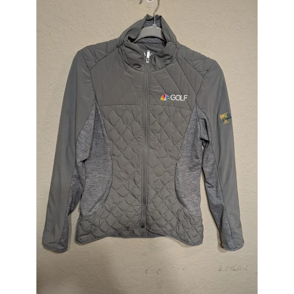 Adidas Womens Golf Jacket Quilted Full‎ Zip NBC The Presidents Cup Gray S